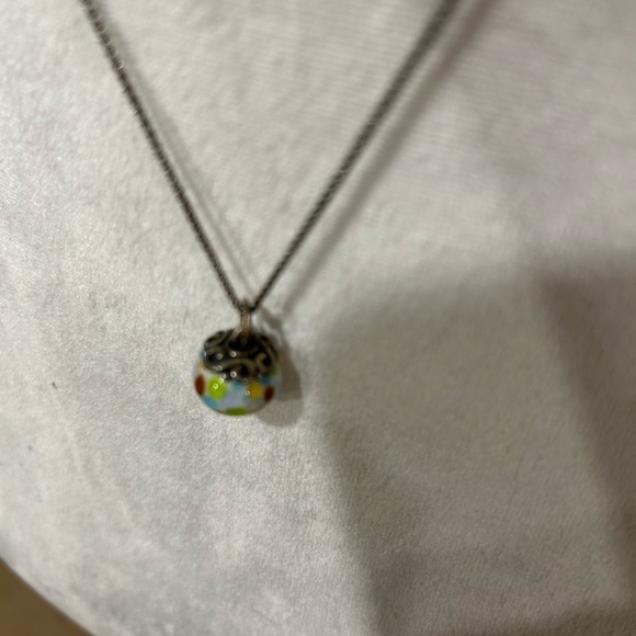 James Avery 925 sterling vintage collectible speckled glass bead charm necklace - Picture 3 of 5